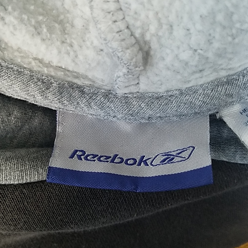 Vintage Reebok Two-tone gray and yellow hooded sweatshirt. Kids size XL. - Picture 3 of 3